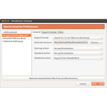 ThunderSync preferences