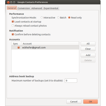Thunderbird Google Contacts preferences